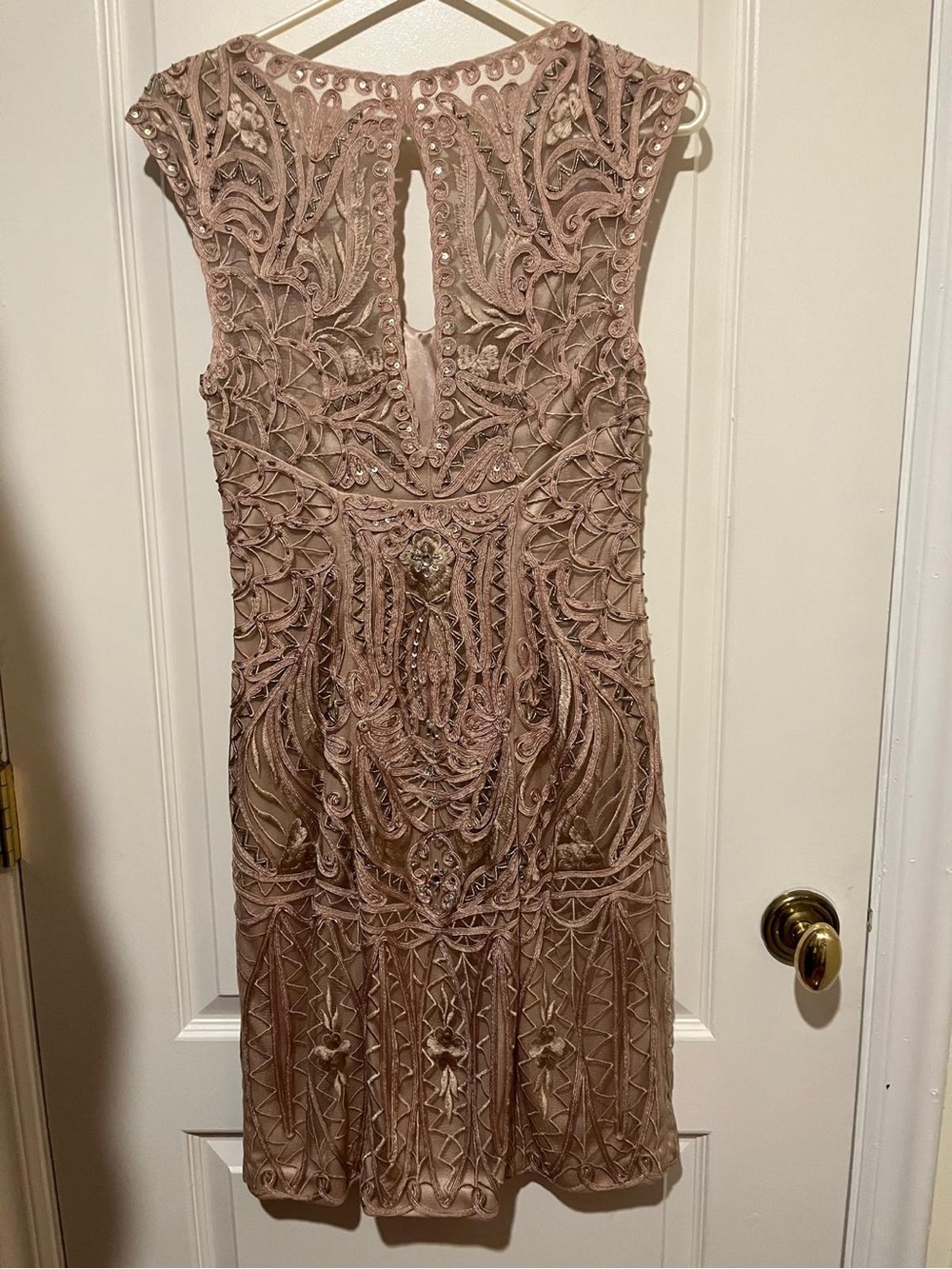 Sue Wong Beaded Blush Embroidered Mini Dress